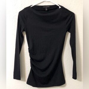 Banana Republic Chic Black Long Sleeve Ruched Top Size L